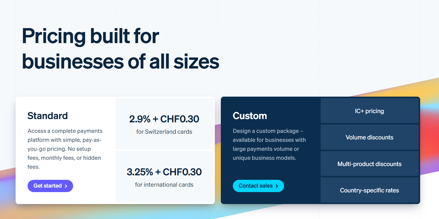Stripe's pricing in Switzerland in 2025